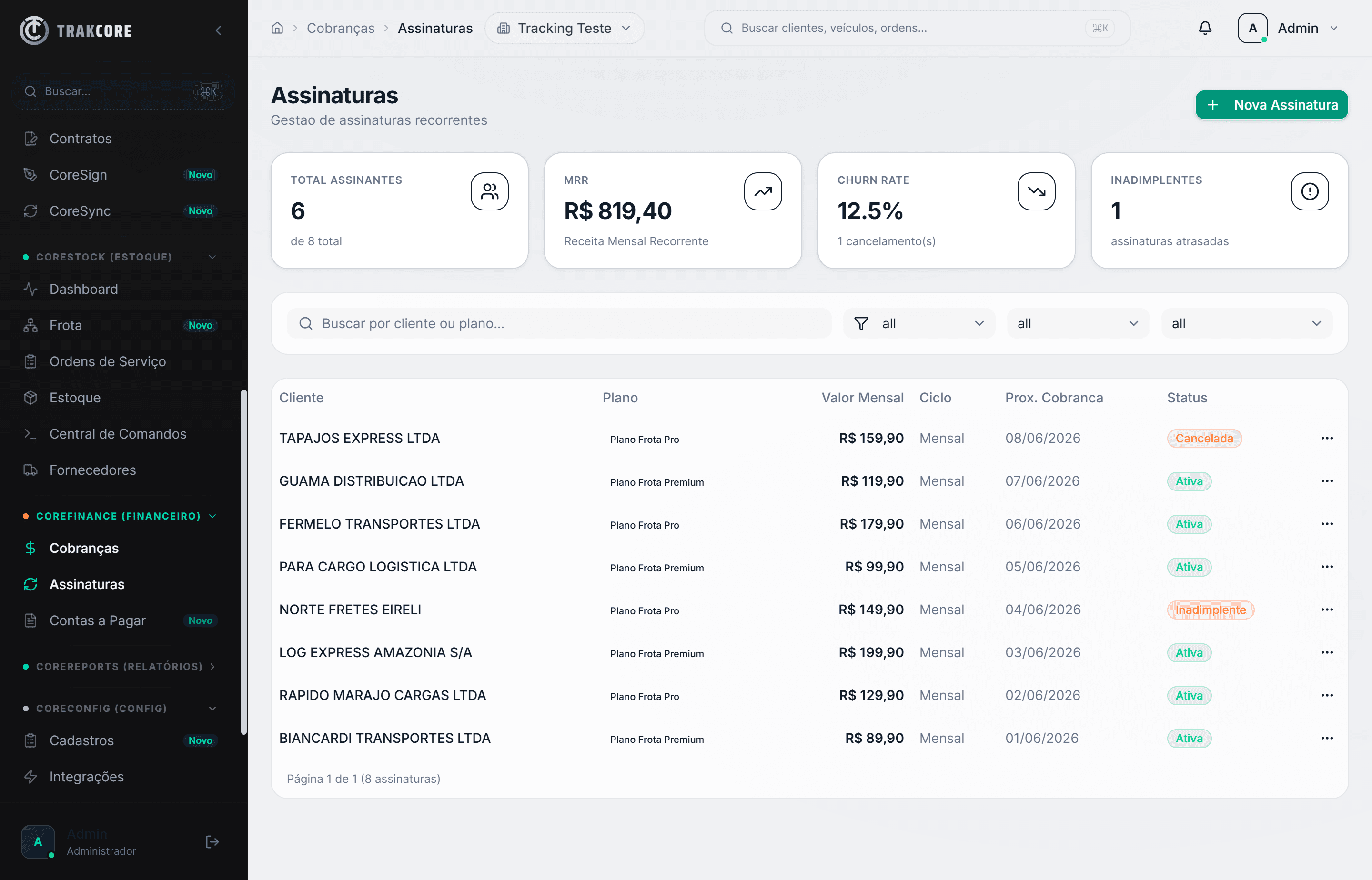 Assinatura digital de contratos do CoreSign
